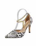 New snake pattern metal chain high heel sandals women large size sandals