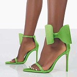 2022 pointed toe sexy bow satin high heels women sandals