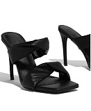 2022 new pleated sexy high heels women's large size stiletto slippers