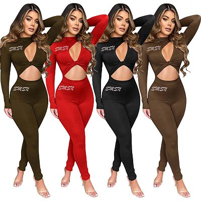 Spring 2022 Logo Hollow Out Sexy Long Sleeve Sexy Jumpsuits