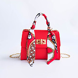 Silk Scarf Handbag Pu Chain One Shoulder Crossbody Bag