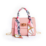 Silk Scarf Handbag Pu Chain One Shoulder Crossbody Bag