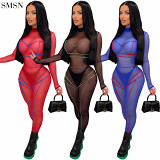 2022 Summer Club See Through Gauze Sexy Jumpsuit Womens One Piece Jumpsuit