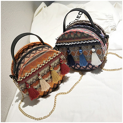 2022 Ethnic Style Woven Tassel Handbag Crossbody Bag