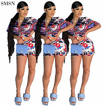 2022 Strap Short Sleeve Top Two Piece Set Sexy Casual Two Piece Set
