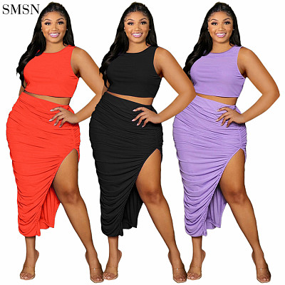 Newest Design Large Size Xl-4Xl Sleeveless Pleated Casual Two Piece Set Plus Size 2 Piece Set