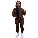 New Arrival 2021 Autumn Winter Casual Sports Solid Color Hoodie 2 Piece Set Women Clothing Two Piece Pants Set