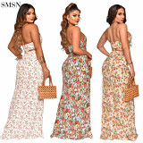 2022 Spring Summer Holiday Style Breast Wrap Dress 2 Piece Set