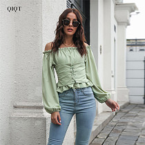 High Quality Women Clothing Blouse Women Tops Blouses Shirt Women Off Shoulder Top