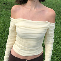 New Arrival Lady Blouse Women Tops Blouses Women Shirt Off Shoulder Crop Tops