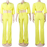 2022 Half Sleeve Strap Deep V Casual Two Piece Tracksuit