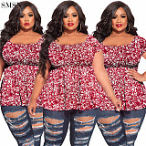 Plus Size Spring Summer Small Floral Short Sleeve Top