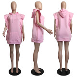 New arrivals 2022 sleeveless Outwear fashion Loose sweatshirt Dress fleece hoodies women casual Dress