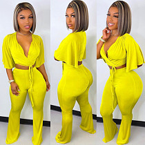 2022 Half Sleeve Strap Deep V Casual Two Piece Tracksuit