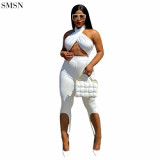 Casual Solid Color Ribbed Strap Sports Treading Foot Leisure Two Piece Set