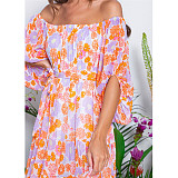 Latest Design Summer Dresses Women Floral Casual Dresses Lady Off Shoulder Dress
