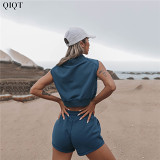 Casual Vest Sleeveless Shorts Two Piece Set