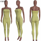 Sexy Tight Solid Color Pants Sleeveless Jumpsuit