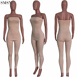 Sexy Tight Solid Color Pants Sleeveless Jumpsuit