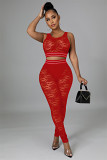Amazon hot sale lace thread splicing women wholesale clothing crop top set sleeveless two piece pants set