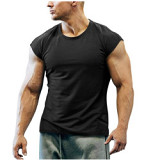 Casual Style Short Sleeve O Neck Solid Color Skinny Men's Top Summer Men Shirt