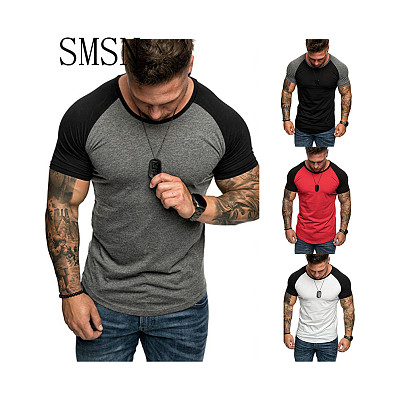 Summer Patch Design Short Sleeve Cotton Men's Shirt Casual Top for Men