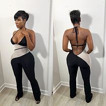 Backless Sexy Summer 2022 Women Jumpsuits Patch Color Women One Piece Jumpsuit