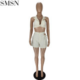 Good Quality Two pieces pants set summer backless short suit