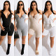 Summer new wholesale women clothing one piece ribbed short jumpsuits and rompers
