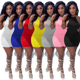 wholesale clothing women jumpsuit solid color backless sexy sleeveless one piece jumpsuit