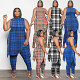 Amazon summer fashion print two-piece set for plus-size women sleeveless suit