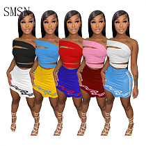 Sleeveless Colorful Crop Top Casual Skirts 2 Piece Set Jogging Suit Summer Two Piece Sets For Girl