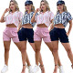 Women clothing wholesale Amazon high quality fashion printed leisure suit two piece shorts set