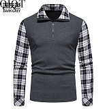 Lowest Price Long Sleeved Casual Slim Zip Check Men Polo T Shirt Polo T-Shirt For Men