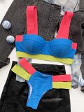 Summer Beach Wear Contrast Color Bandage Design Bikini Women Swimwear