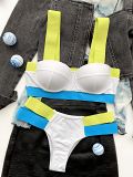 Summer Beach Wear Contrast Color Bandage Design Bikini Women Swimwear