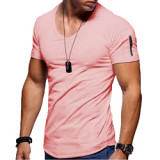 V-Neck Solid Color Plus Size Casual Men's T-Shirt  Short Sleeve Men Top