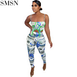 Hot selling Sexy print  two-piece pants set