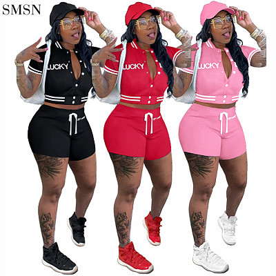 Casual Summer Short Sleeve Strap Letter Sports Two Piece Set