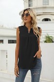 Summer new solid color shirt loose V-neck sleeveless lace top