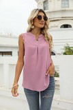 Summer new solid color shirt loose V-neck sleeveless lace top
