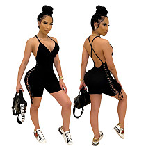 Women's summer dress sexy backless stretch strap one-piece casual pant one-piece