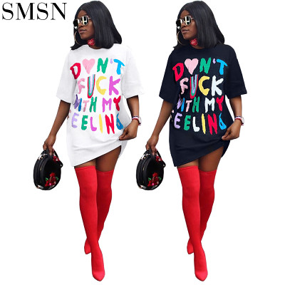 new arrival fashion multicolor monogram T-shirt dress street women girl dress