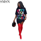 new arrival fashion multicolor monogram T-shirt dress street women girl dress