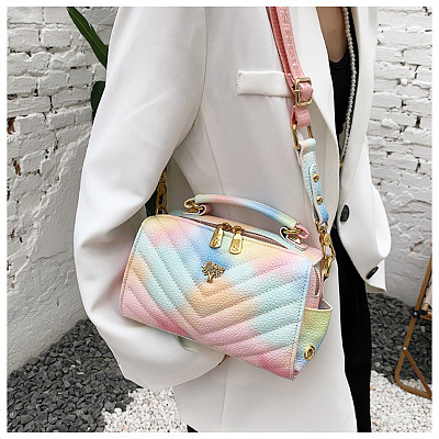 summer 2022 Korean version rainbow small square bag texture single shoulder bag fashion slant handbag handbag