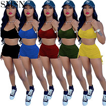 good quality summer two pieces pants set solid color women clothes sport jogger set