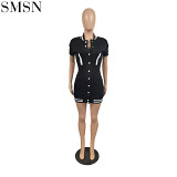 hot seller summer short sleeve button baseball dress sporty casual midi dress women