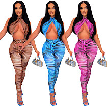 Amazon women clothing new summer floral print lace-up sexy women one piece jumpsuit