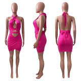 Amazon Women sleeveless solid color sexy women mini dress