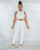 Amazon's new summer solid color vest high-waisted pleated pants casual two-piece set
